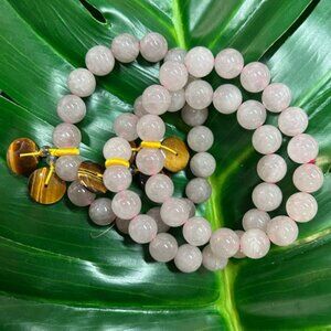 ROSE QUARTZ TIGERS EYE donut charm chunky 10mm HIGH quality crystal bracelet